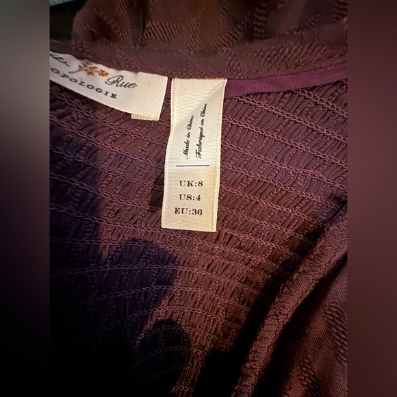 Anthropologie Meadow Rue. Majolica Blouse. Plum. Size 4. - Picture 6 of 10